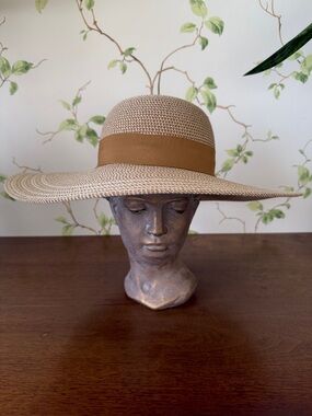 Magid Floppy Woven Straw Hat with Tan Bow Band
